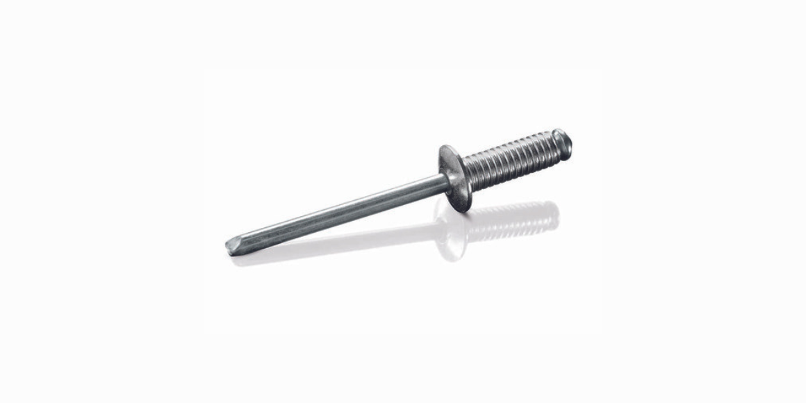 Silver Grooved Blind Rivet on a White Background