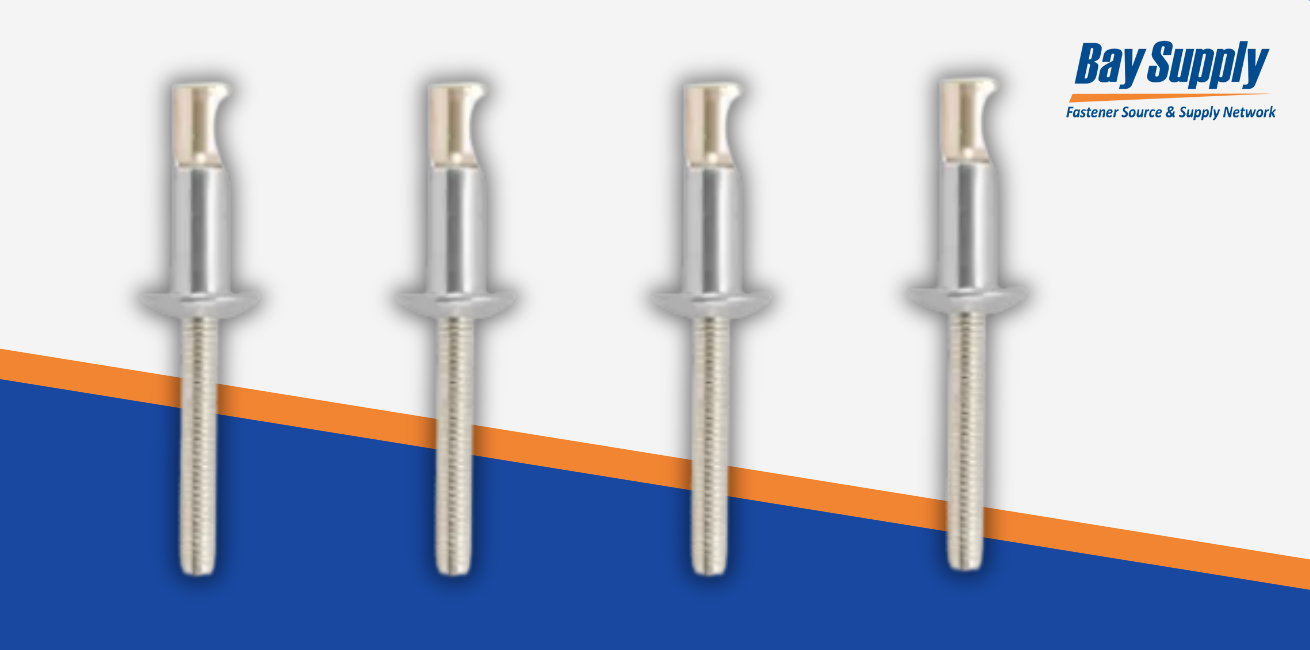 Four Blind Rivets Standing Upright